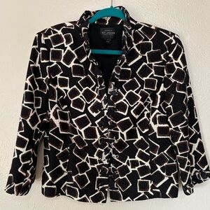 St. John Boutiques Black Brown Silk Jacquard Blazer Jacket Women’s Size 8